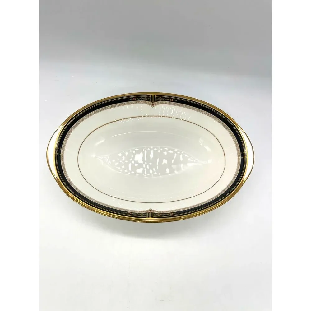 Noritake Gold and Sable Oval Vegetable Bowl Serving Bowl EUC Vintage
